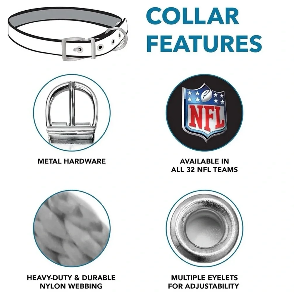 Philadelphia Eagles Reversible Dog Collar Sz Medium NFL Licensed Logo Pets First